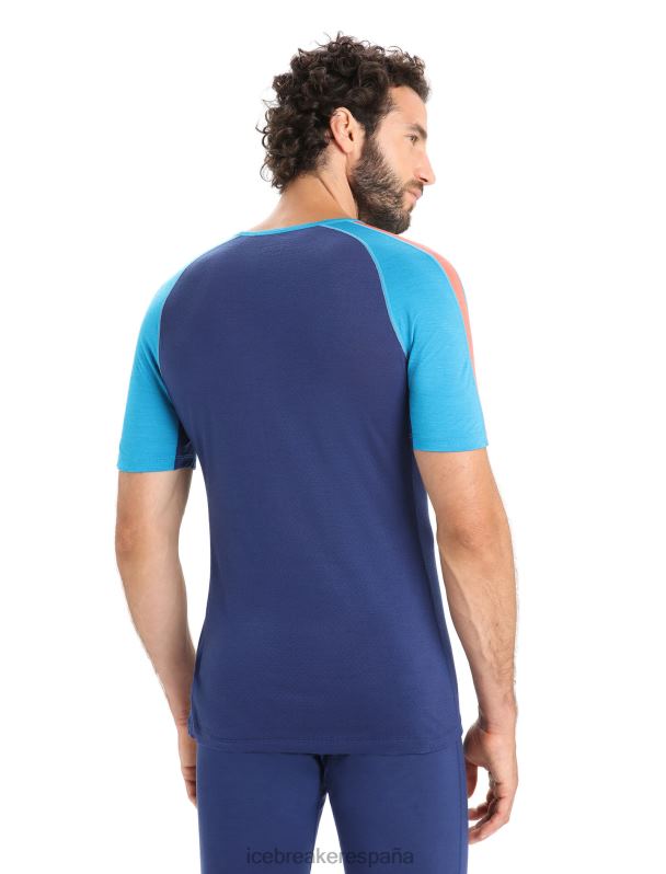 Icebreaker hombres Top térmico de manga corta con cuello redondo de merino 125 Zoneknit 0V2J0171 ropa azul geo/azul marino real
