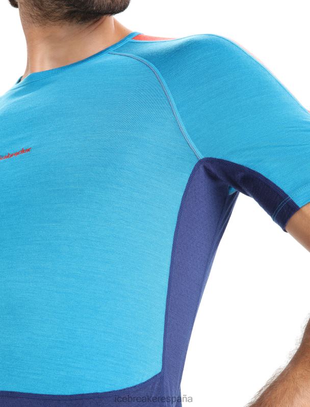 Icebreaker hombres Top térmico de manga corta con cuello redondo de merino 125 Zoneknit 0V2J0171 ropa azul geo/azul marino real