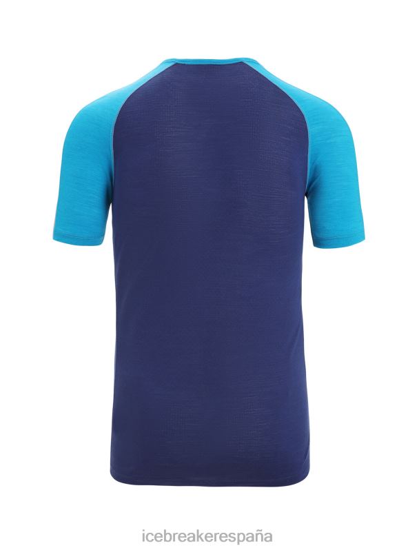 Icebreaker hombres Top térmico de manga corta con cuello redondo de merino 125 Zoneknit 0V2J0171 ropa azul geo/azul marino real