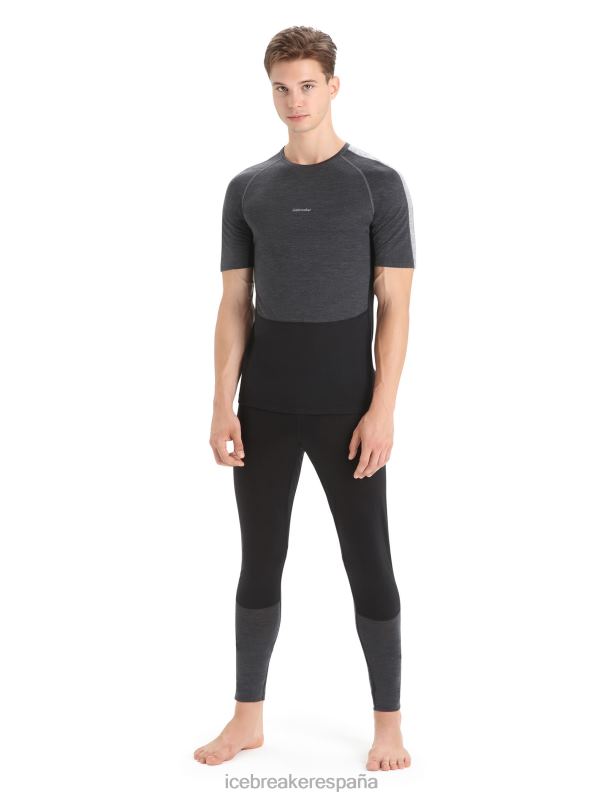 Icebreaker hombres Top térmico de manga corta con cuello redondo de merino 125 Zoneknit 0V2J0172 ropa jaspeado azabache/negro