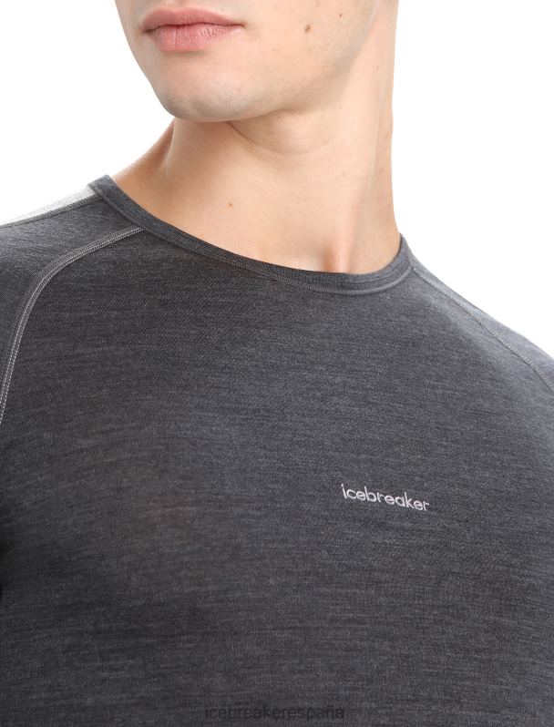 Icebreaker hombres Top térmico de manga corta con cuello redondo de merino 125 Zoneknit 0V2J0172 ropa jaspeado azabache/negro