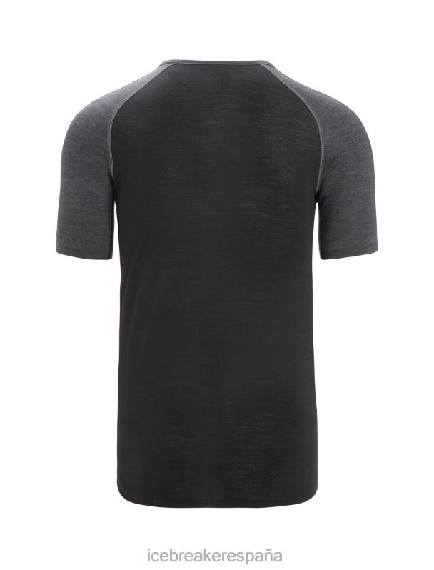 Icebreaker hombres Top térmico de manga corta con cuello redondo de merino 125 Zoneknit 0V2J0172 ropa jaspeado azabache/negro