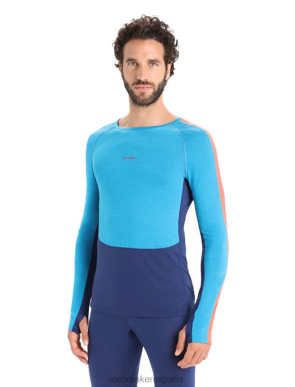 Icebreaker hombres Top térmico de manga larga con cuello redondo de merino 125 Zoneknit 0V2J0177 ropa azul geo/azul marino real