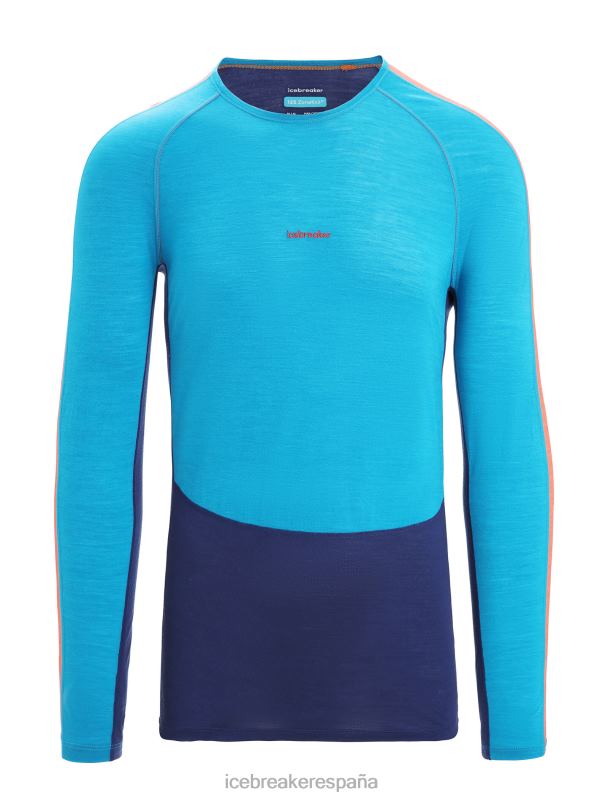 Icebreaker hombres Top térmico de manga larga con cuello redondo de merino 125 Zoneknit 0V2J0177 ropa azul geo/azul marino real