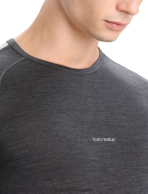 Icebreaker hombres Top térmico de manga larga con cuello redondo de merino 125 Zoneknit 0V2J0178 ropa jaspeado azabache/negro