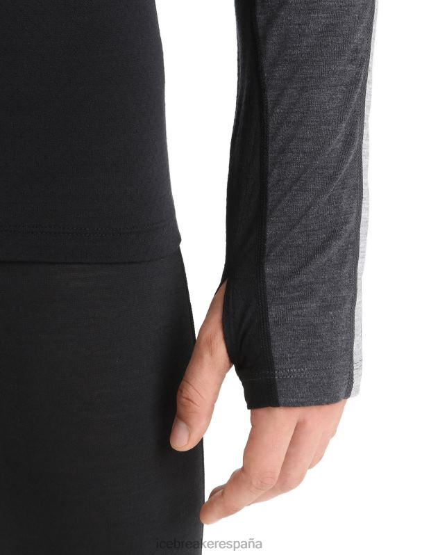 Icebreaker hombres Top térmico de manga larga con cuello redondo de merino 125 Zoneknit 0V2J0178 ropa jaspeado azabache/negro