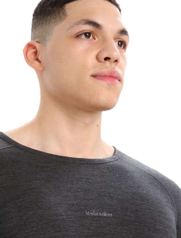 Icebreaker hombres Top térmico de manga larga con cuello redondo y merino de punto 200 zonas 0V2J0179 ropa jaspeado azabache/negro