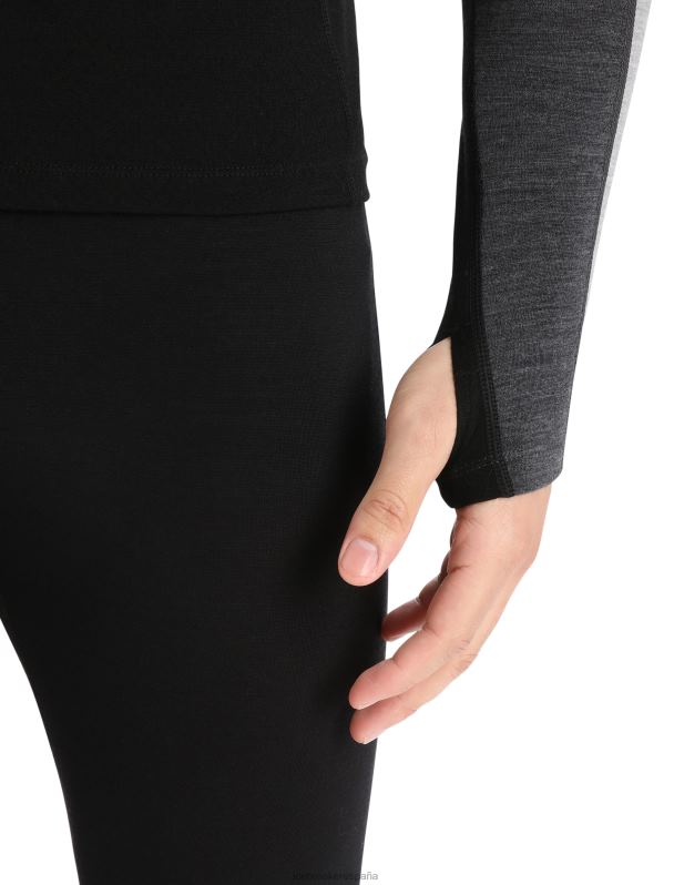 Icebreaker hombres Top térmico de manga larga con cuello redondo y merino de punto 200 zonas 0V2J0179 ropa jaspeado azabache/negro