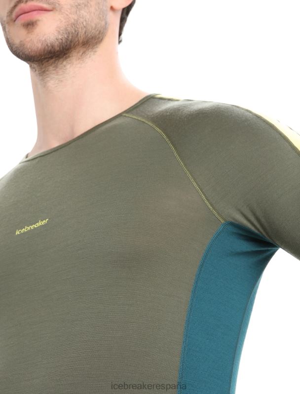Icebreaker hombres Top térmico de manga larga con cuello redondo y merino de punto 200 zonas 0V2J0180 ropa loden/gloria verde