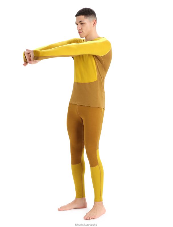 Icebreaker hombres Top térmico de manga larga con cuello redondo y merino de punto 200 zonas 0V2J0410 ropa oro silencioso/clavo