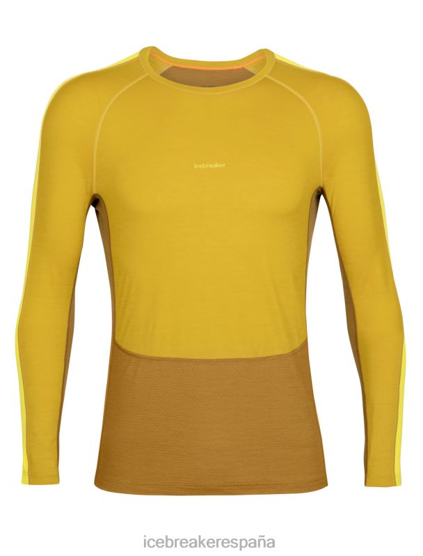 Icebreaker hombres Top térmico de manga larga con cuello redondo y merino de punto 200 zonas 0V2J0410 ropa oro silencioso/clavo
