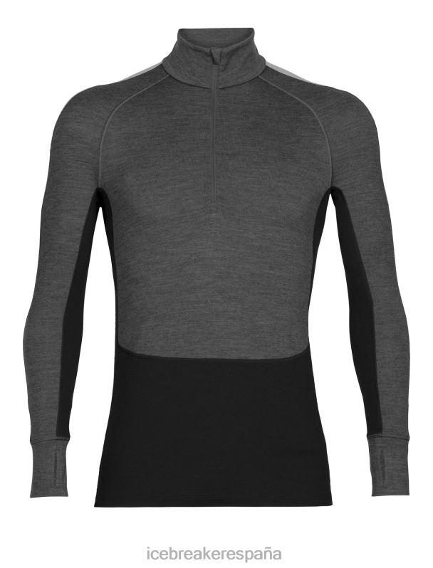 Icebreaker hombres Top térmico de manga larga y media cremallera de merino 260 Zoneknit 0V2J0175 ropa jaspeado azabache/negro
