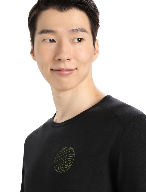 Icebreaker hombres merino 200 oasis camiseta térmica de manga larga alps 3d 0V2J0426 ropa negro