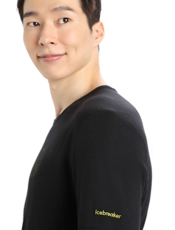 Icebreaker hombres merino 200 oasis camiseta térmica de manga larga alps 3d 0V2J0426 ropa negro