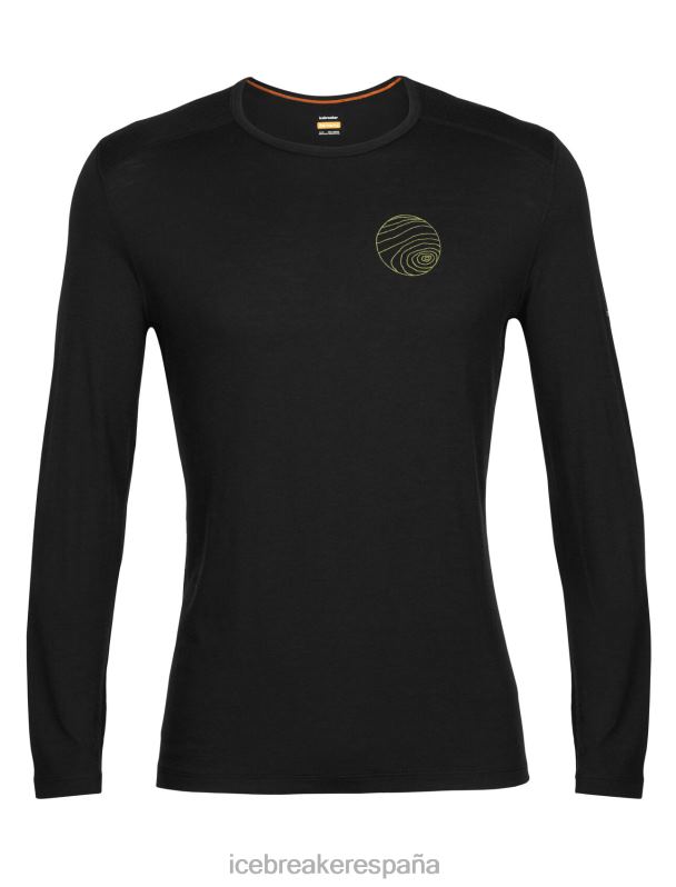 Icebreaker hombres merino 200 oasis camiseta térmica de manga larga alps 3d 0V2J0426 ropa negro
