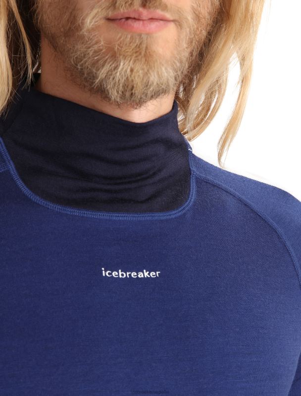 Icebreaker hombres top térmico merino 200 sonebula manga larga cuello alto 0V2J0185 ropa azul marino medianoche/azul marino real