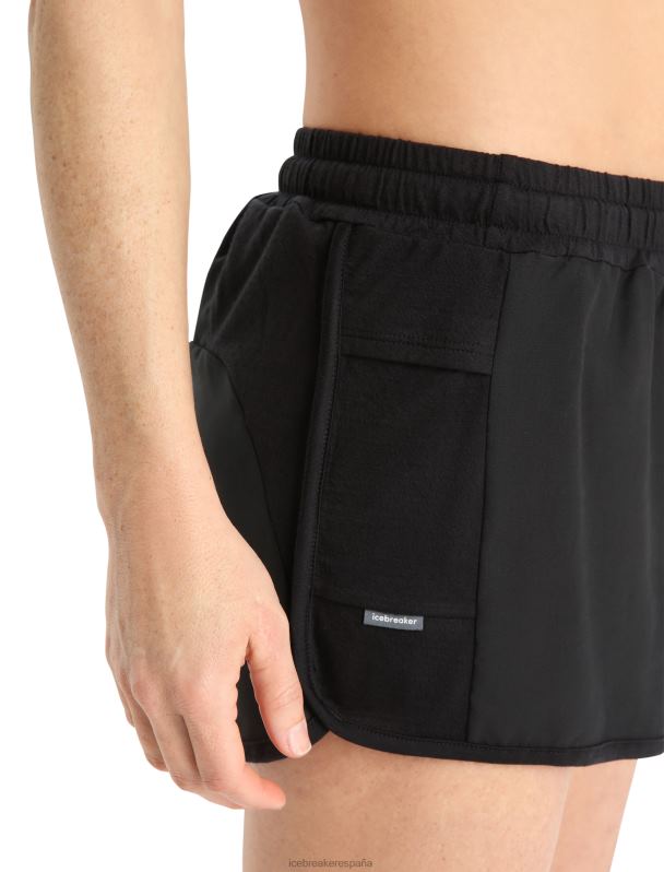 Icebreaker mujer shorts de punto de merino 0V2J0739 ropa negro