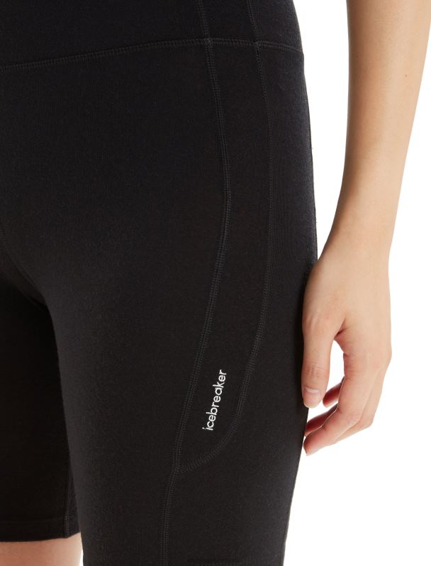 Icebreaker mujer shorts de tiro alto merino fastray 0V2J0742 ropa negro