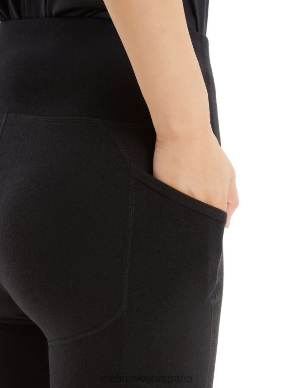 Icebreaker mujer shorts de tiro alto merino fastray 0V2J0742 ropa negro