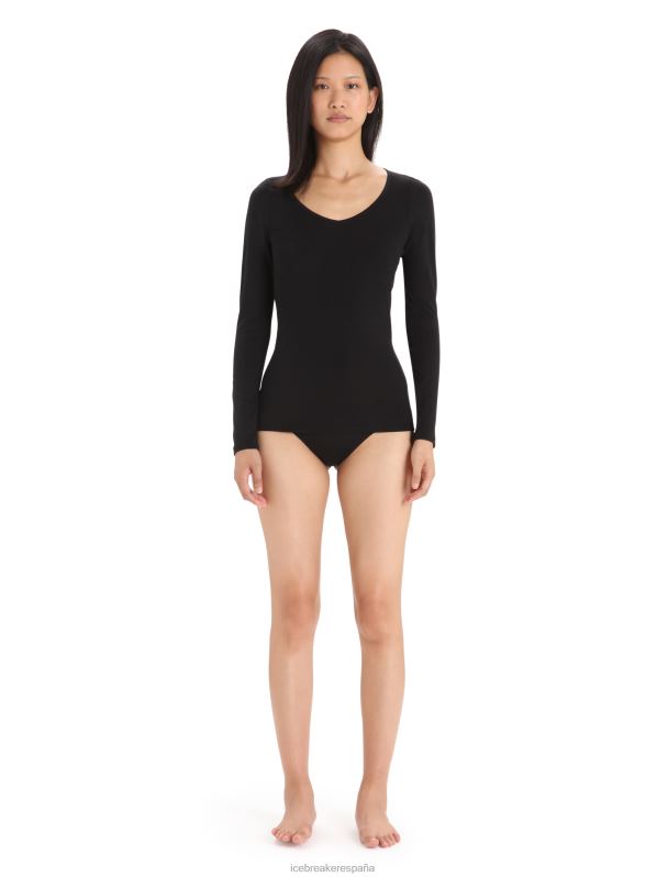 Icebreaker mujer top de manga larga con diseño de sirena de merino 0V2J0549 ropa negro