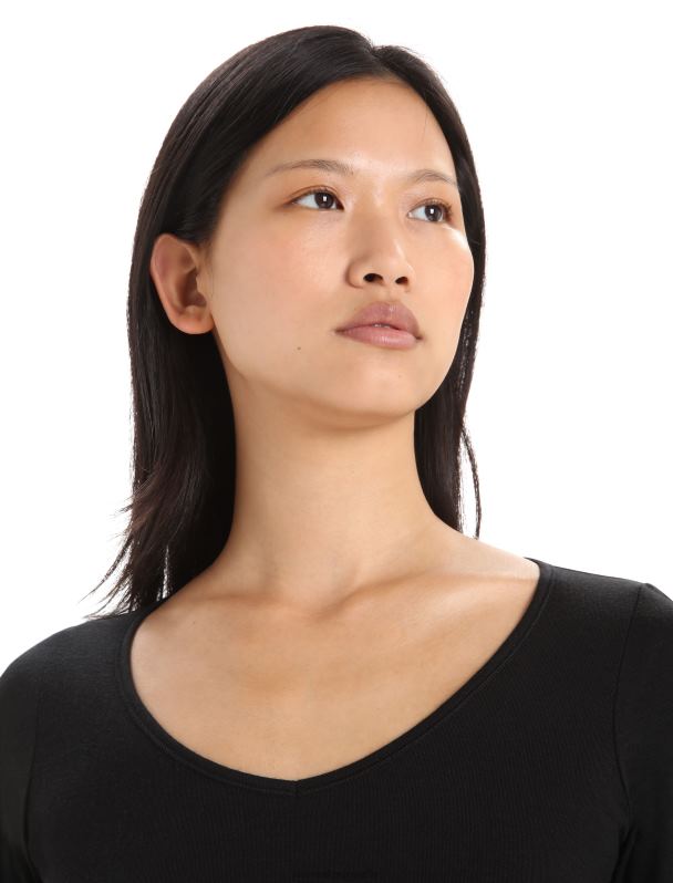 Icebreaker mujer top de manga larga con diseño de sirena de merino 0V2J0549 ropa negro