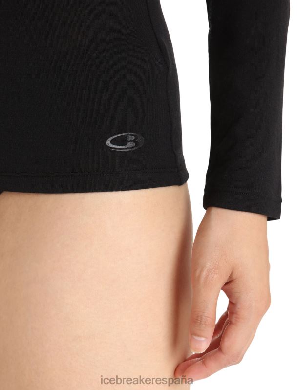 Icebreaker mujer top de manga larga con diseño de sirena de merino 0V2J0549 ropa negro