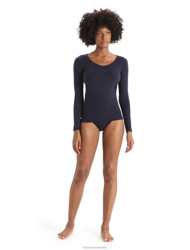 Icebreaker mujer top de manga larga con diseño de sirena de merino 0V2J0552 ropa azul marino de medianoche