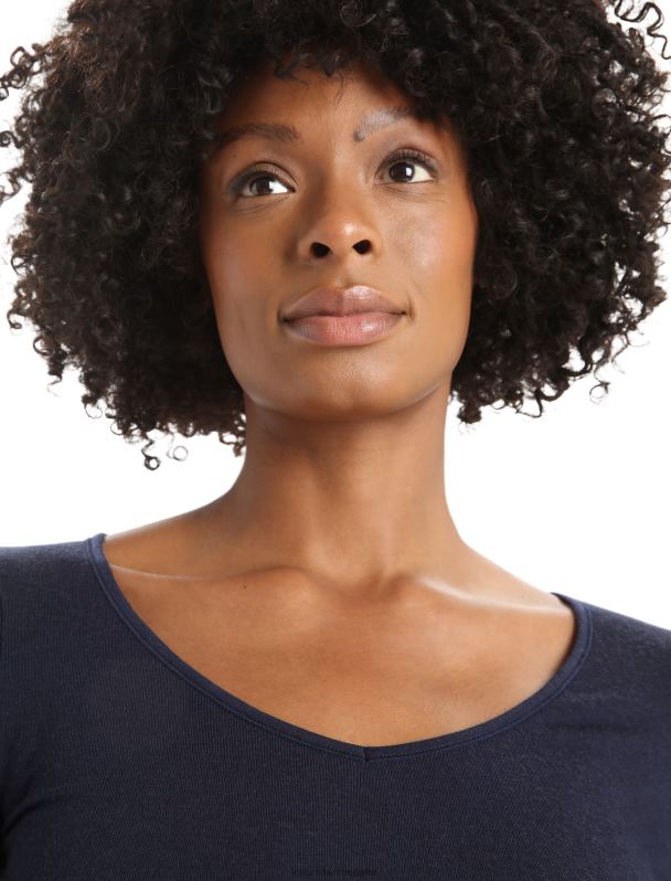 Icebreaker mujer top de manga larga con diseño de sirena de merino 0V2J0552 ropa azul marino de medianoche