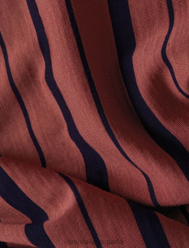 Icebreaker mujer Camiseta Merino Wave de manga corta a rayas 0V2J0922 ropa uva/azul marino medianoche