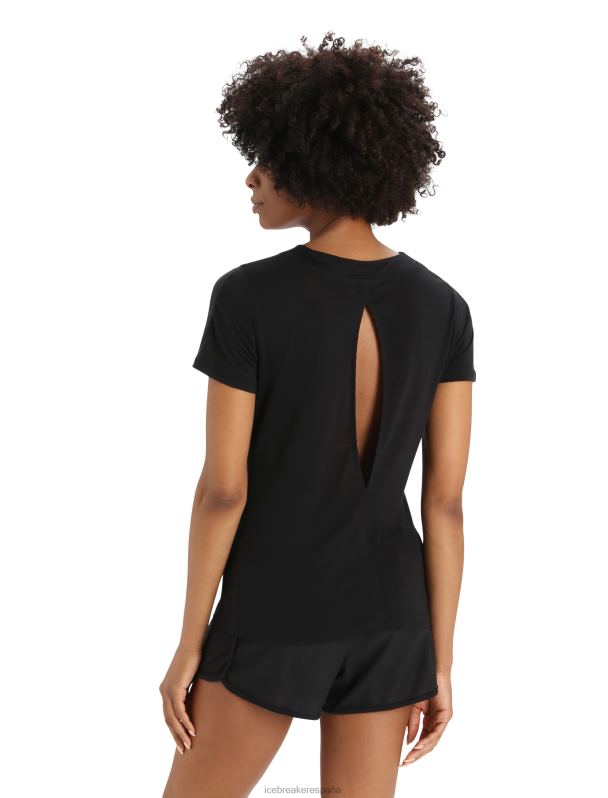 Icebreaker mujer Camiseta de manga corta con abertura en la espalda de merino Zoneknit 0V2J0798 ropa negro