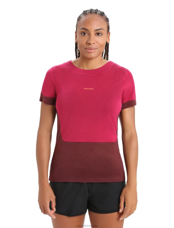 Icebreaker mujer Camiseta de manga corta con abertura en la espalda de merino Zoneknit 0V2J0799 ropa cereza/expreso