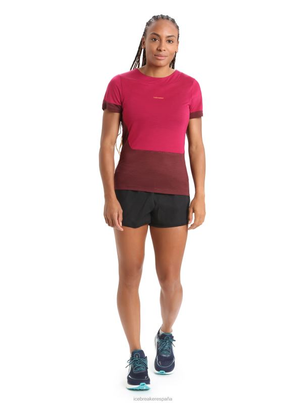 Icebreaker mujer Camiseta de manga corta con abertura en la espalda de merino Zoneknit 0V2J0799 ropa cereza/expreso