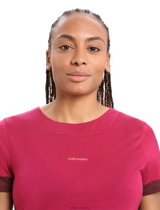 Icebreaker mujer Camiseta de manga corta con abertura en la espalda de merino Zoneknit 0V2J0799 ropa cereza/expreso