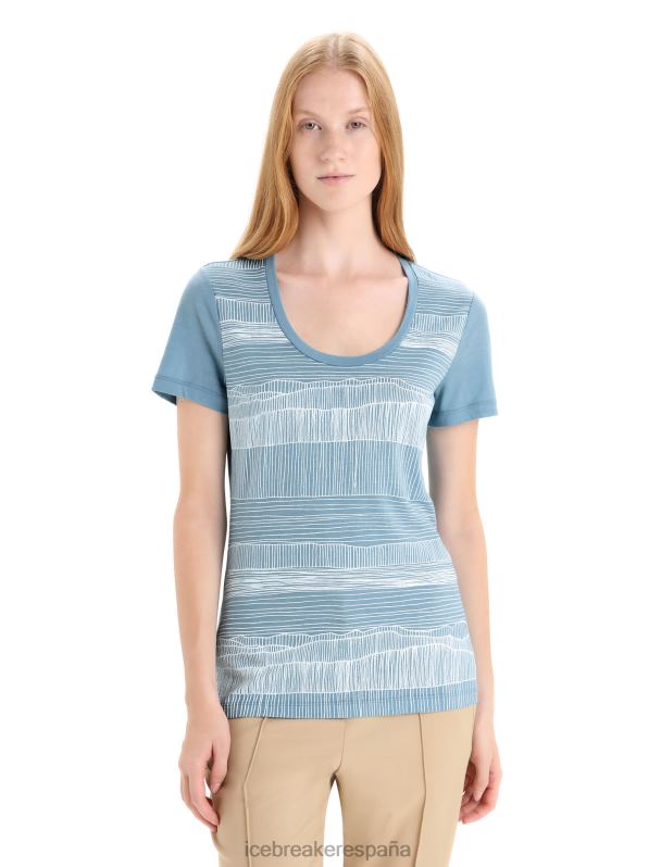 Icebreaker mujer Merino tech lite ii camiseta de manga corta con escote redondo líneas reflectantes 0V2J0627 ropa azul astral