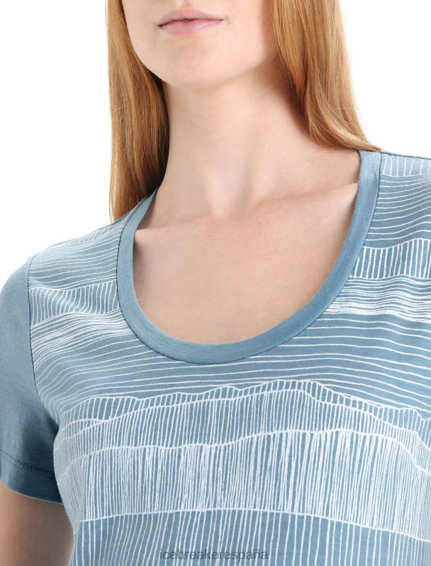 Icebreaker mujer Merino tech lite ii camiseta de manga corta con escote redondo líneas reflectantes 0V2J0627 ropa azul astral