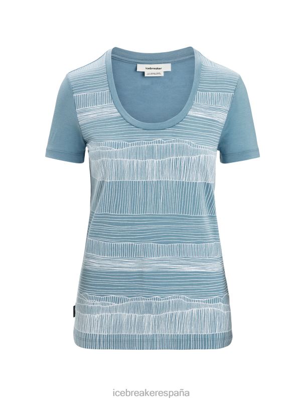 Icebreaker mujer Merino tech lite ii camiseta de manga corta con escote redondo líneas reflectantes 0V2J0627 ropa azul astral