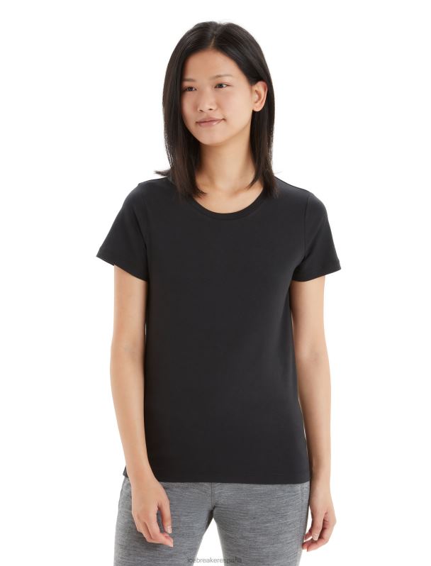 Icebreaker mujer camiseta de manga corta de algodón tencel 0V2J0639 ropa negro