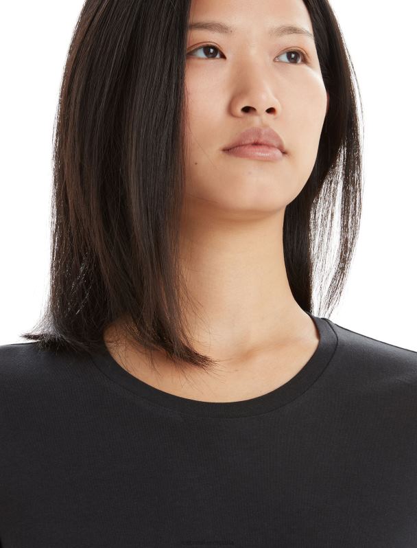 Icebreaker mujer camiseta de manga corta de algodón tencel 0V2J0639 ropa negro