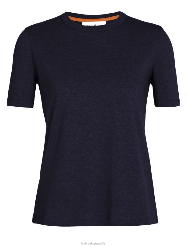 Icebreaker mujer camiseta de manga corta de algodón tencel 0V2J0640 ropa azul marino de medianoche