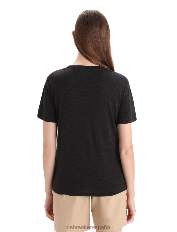 Icebreaker mujer camiseta de manga corta de lino merino 0V2J0674 ropa negro