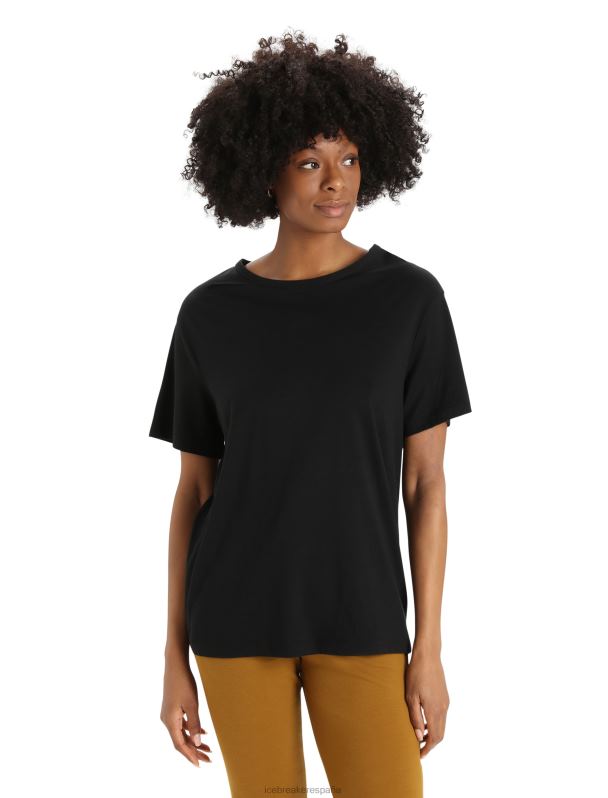 Icebreaker mujer camiseta de manga corta de merino granary 0V2J0624 ropa negro