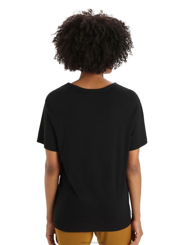 Icebreaker mujer camiseta de manga corta de merino granary 0V2J0624 ropa negro