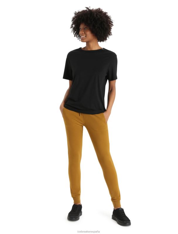 Icebreaker mujer camiseta de manga corta de merino granary 0V2J0624 ropa negro