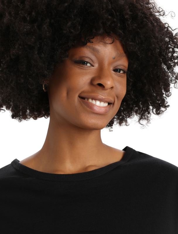 Icebreaker mujer camiseta de manga corta de merino granary 0V2J0624 ropa negro