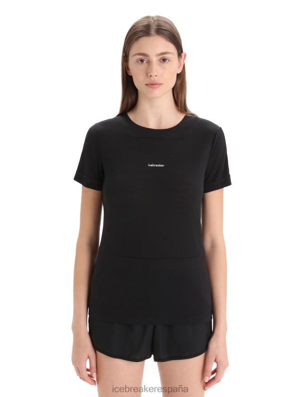 Icebreaker mujer camiseta de manga corta de punto merino 0V2J0657 ropa negro