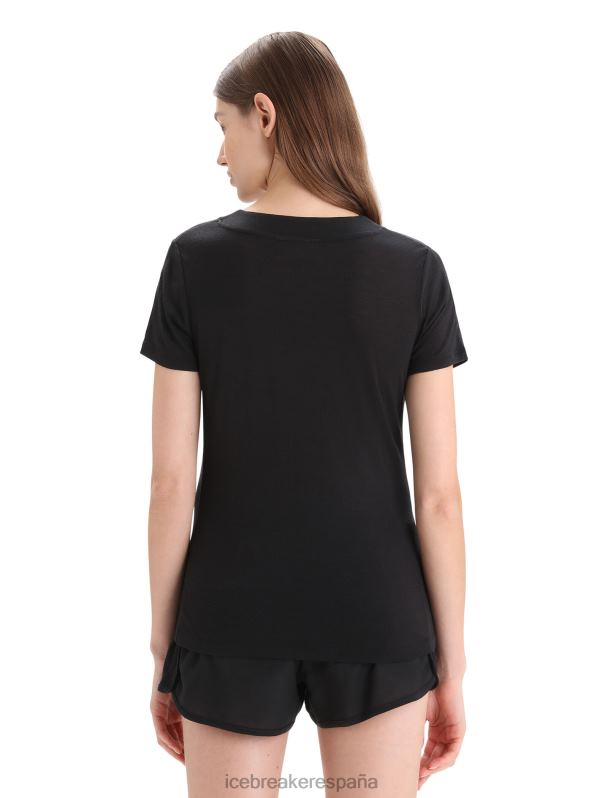 Icebreaker mujer camiseta de manga corta de punto merino 0V2J0657 ropa negro