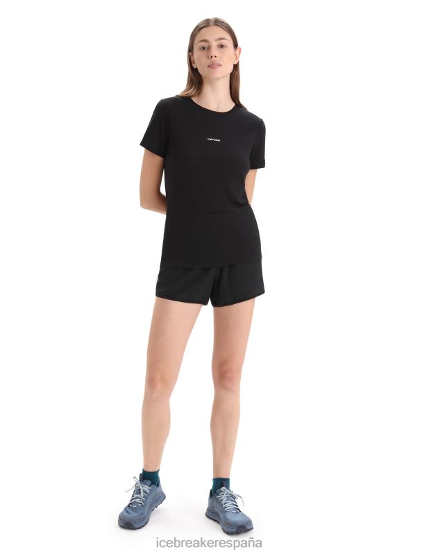 Icebreaker mujer camiseta de manga corta de punto merino 0V2J0657 ropa negro
