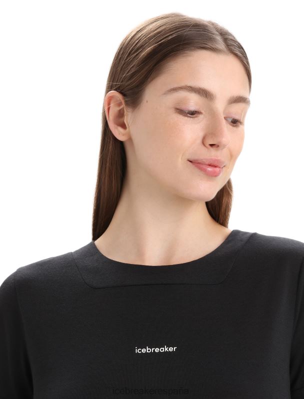 Icebreaker mujer camiseta de manga corta de punto merino 0V2J0657 ropa negro
