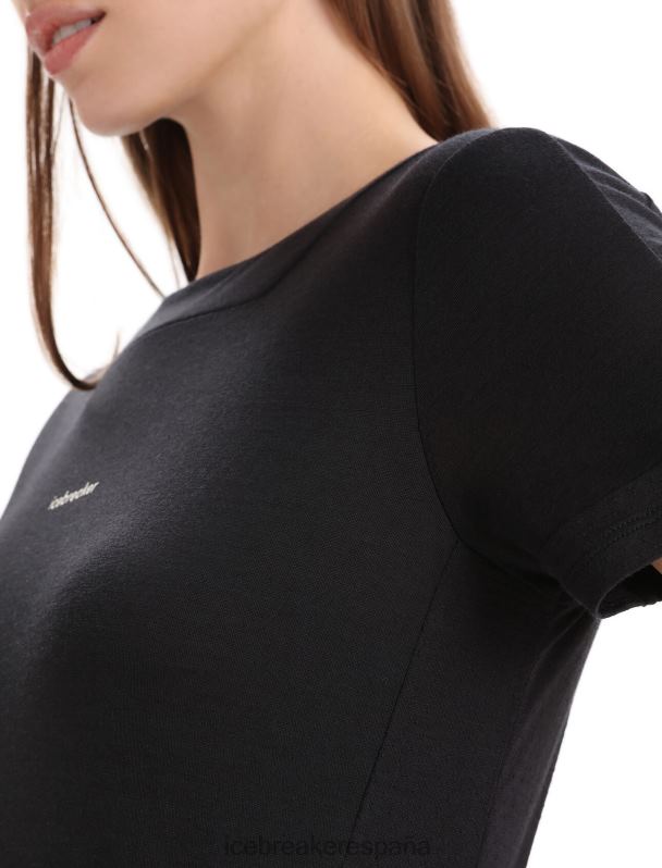 Icebreaker mujer camiseta de manga corta de punto merino 0V2J0657 ropa negro