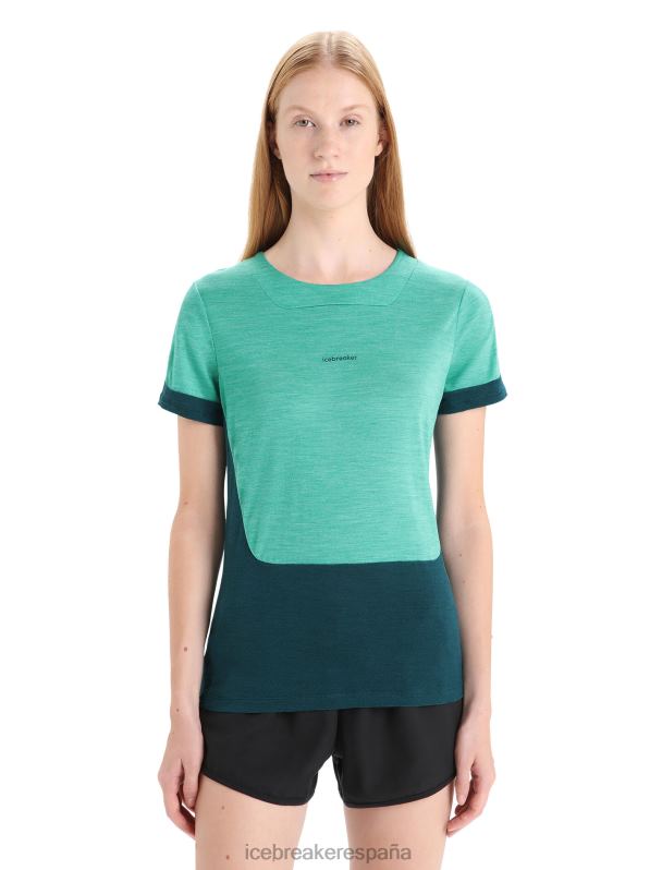 Icebreaker mujer camiseta de manga corta de punto merino 0V2J0658 ropa brezo fresco/gloria verde
